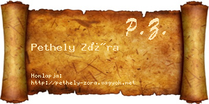 Pethely Zóra névjegykártya